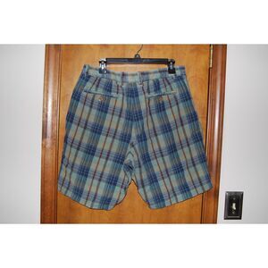 Banana Republic Tan Plaid Linen Shorts Mens Size 36 Flat Front Casual